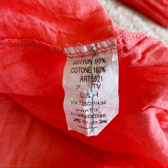 VERO MODA Sz S Off Shoulder Coral Cotton Crinkle Mini Dress - Picture 10 of 16